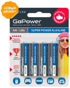 Батарейка GoPower LR6 AA BL4 Alkaline 1.5V (4/48/576)